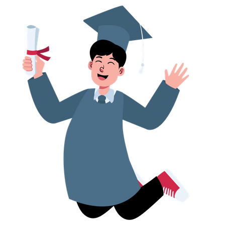 Étudiant diplômé volant avec diplôme  Illustration