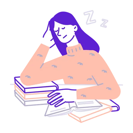 L'étudiant dort avec un livre  Illustration