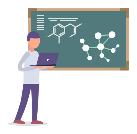 Étudiant en sciences présentant des recherches à l'université  Illustration