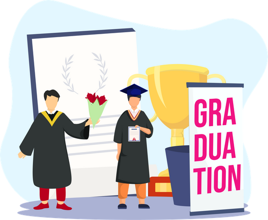 Étudiant félicitant pour l'obtention de son diplôme  Illustration