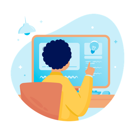 L'étudiant se forme grâce aux cours en ligne  Illustration