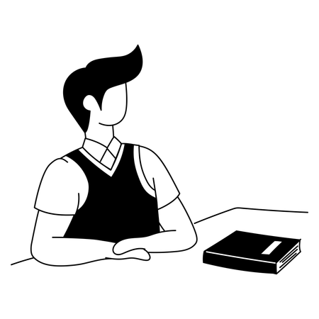 Étudiant sur le bureau  Illustration