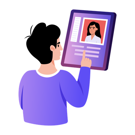 Étudiant utilisant le portail en ligne  Illustration