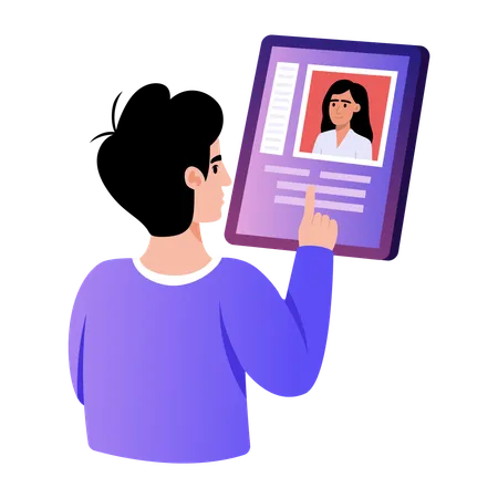 Étudiant utilisant le portail en ligne  Illustration