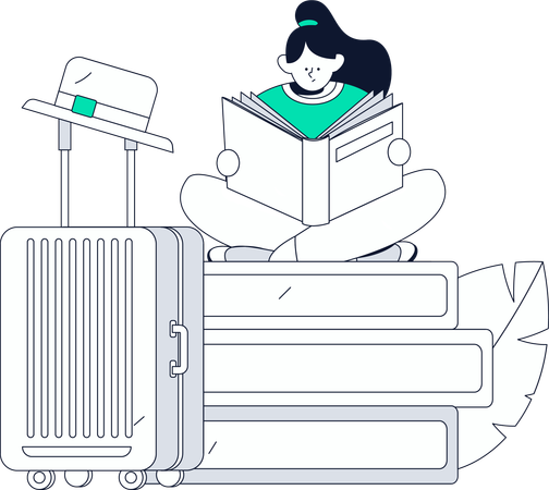 Étudiante lectrice de livres  Illustration