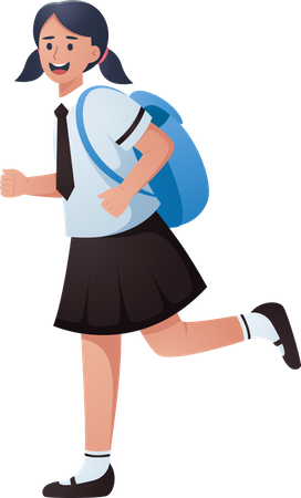 Étudiante allant à l'école  Illustration