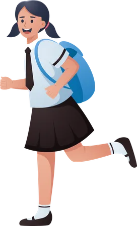 Étudiante allant à l'école  Illustration
