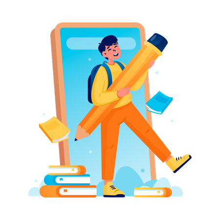Les étudiants apprennent à partir de cours en ligne  Illustration