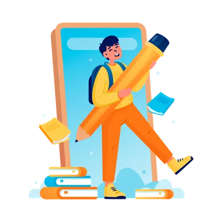 Les étudiants apprennent à partir de cours en ligne  Illustration