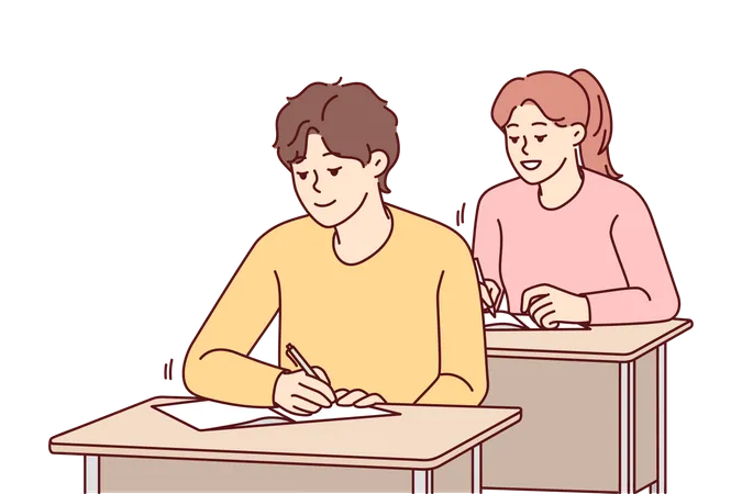 Étudiants donnant un examen  Illustration