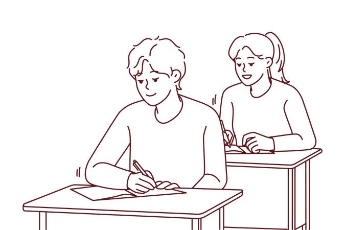 Étudiants donnant un examen  Illustration