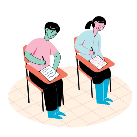 Étudiants passant le test  Illustration