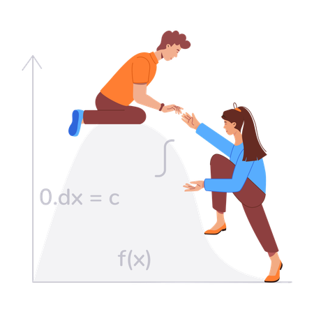 Les élèves préparent des graphiques mathématiques  Illustration