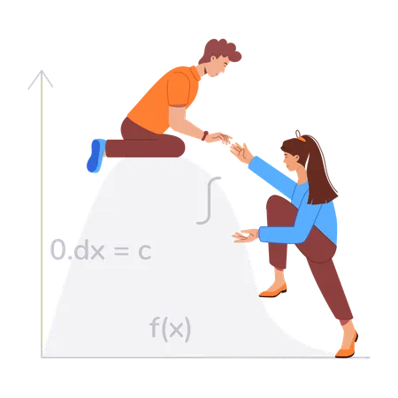 Les élèves préparent des graphiques mathématiques  Illustration