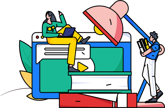 Étudiants se préparant aux examens en ligne  Illustration
