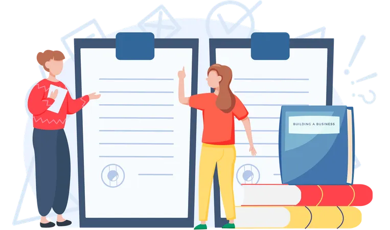 Étudiants travaillant avec un presse-papiers  Illustration