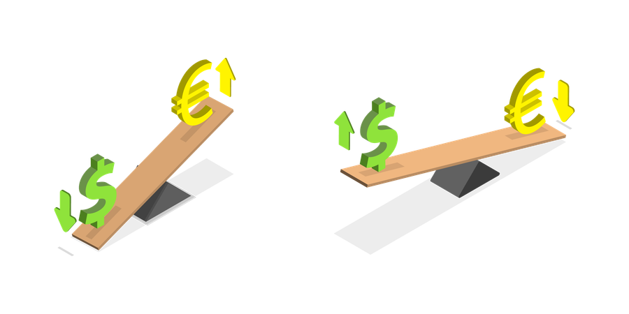 Euro vs. Dollar am Hebel  Illustration