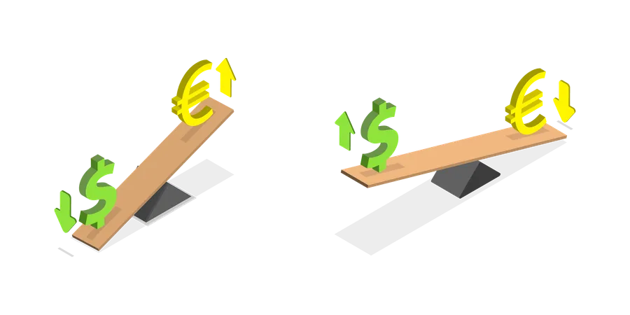 Euro Vs Dollar On Lever  Illustration