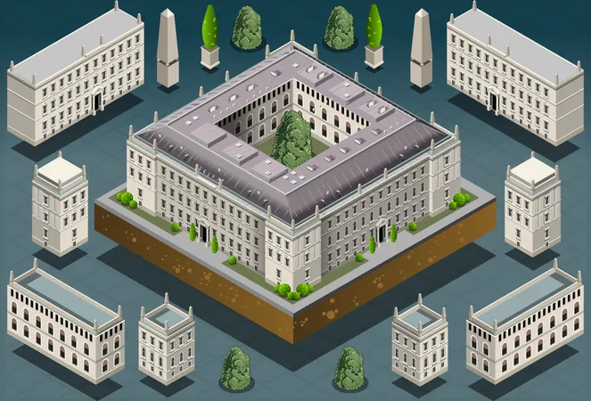 European Building Architecture Illustration