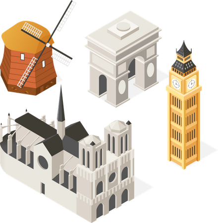 European landmarks  Illustration