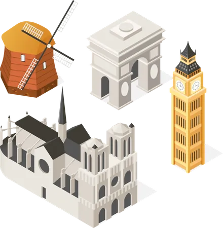 European landmarks  Illustration