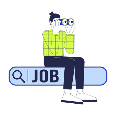 European man looking for online job  Illustration