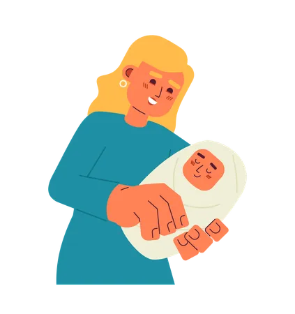 European mom holding baby  Illustration