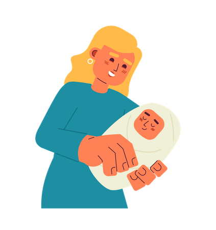 European mom holding baby  Illustration