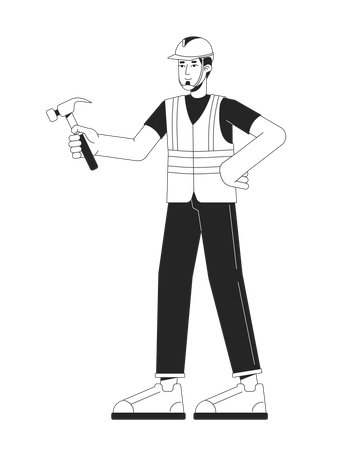 European repairman holding hammer  Illustration