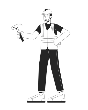 European repairman holding hammer  Illustration