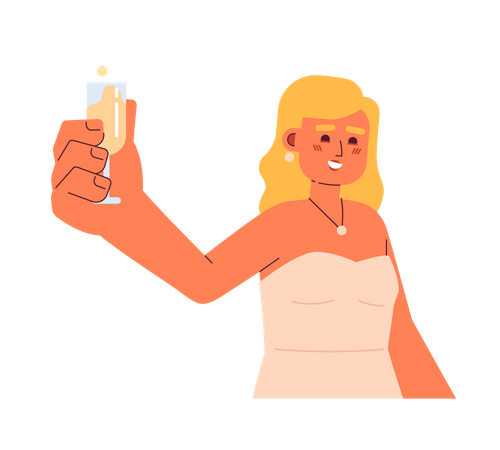 European young woman toasting sparkling wine  Illustration