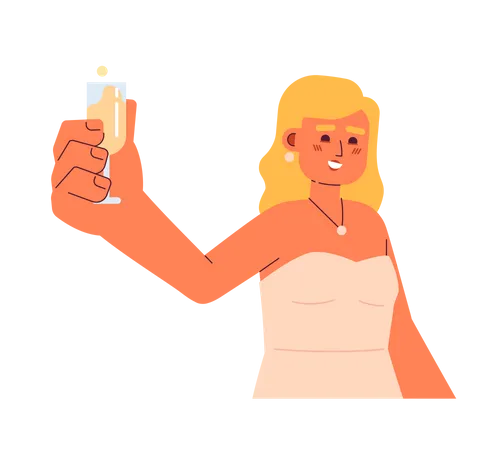 European young woman toasting sparkling wine  Illustration