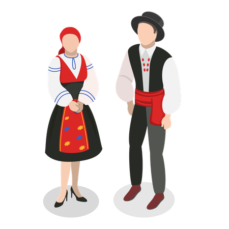 Europeans National Clothes  Illustration
