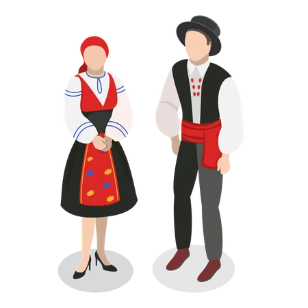 Europeans National Clothes  Illustration