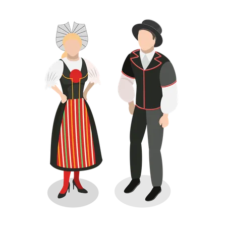 Europeans National Clothes  Illustration