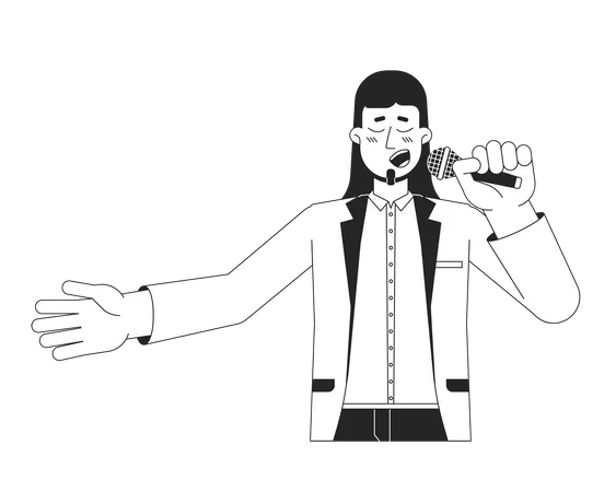 Vocalista masculino adulto europeu segurando microfone  Ilustração