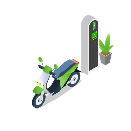 EV bike charging station Illustration