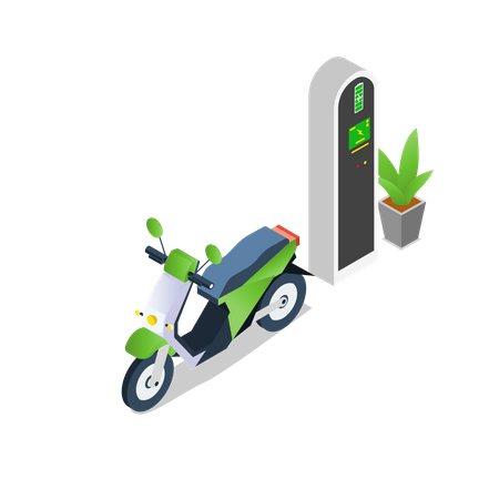 EV bike charging station  Illustration