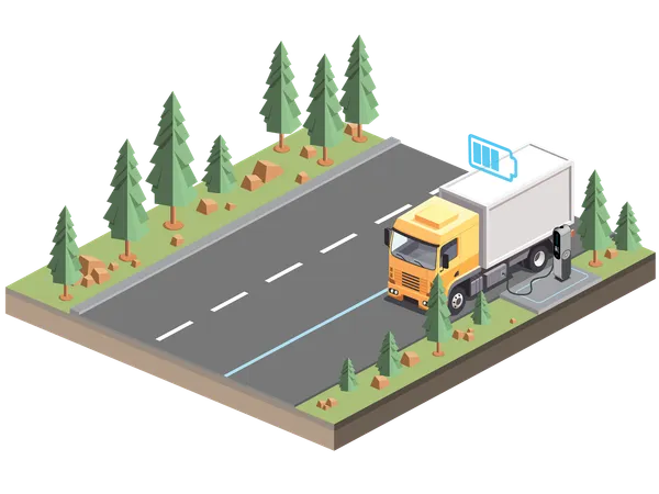 EV Car Charging Station local road  Illustration