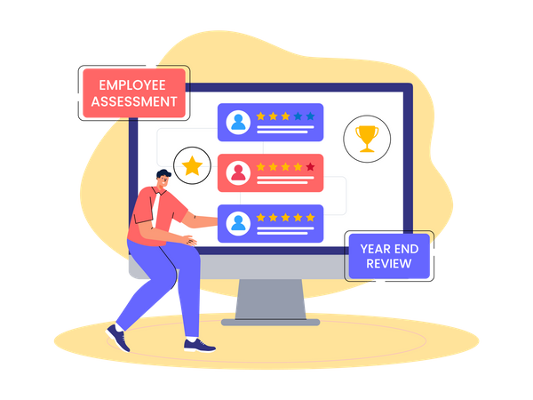 Evaluación de empleados para fin de año  Ilustración