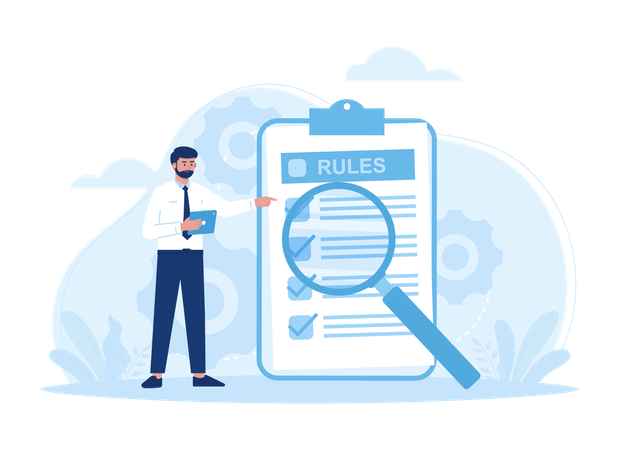 Evaluación de la normativa de la empresa.  Ilustración