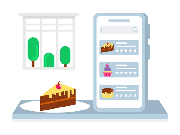 Évaluation des plats commandés en ligne  Illustration