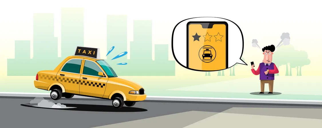 Évaluation des passagers pour le service de taxi  Illustration