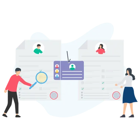 Examen du CV par l'équipe RH  Illustration