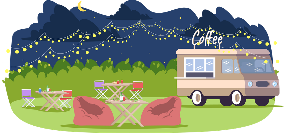 Evening food event  Illustration