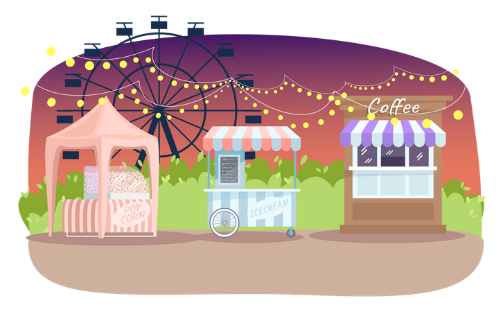 Evening summer fair  Illustration