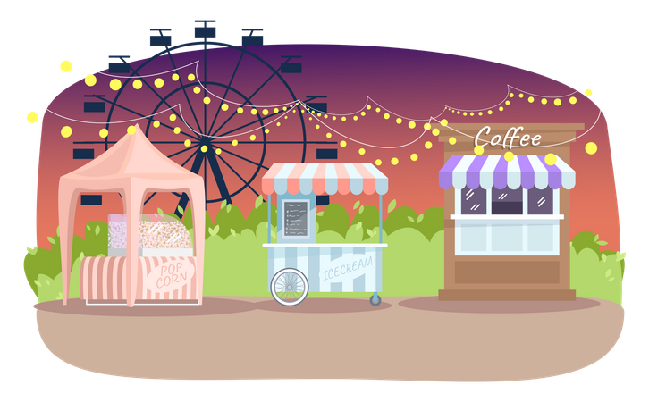Evening summer fair  Illustration