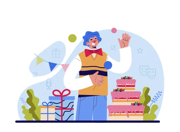 Event entertainer celebrating children birthday  Illustration