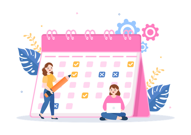 Event Planners setting schedule Illustration