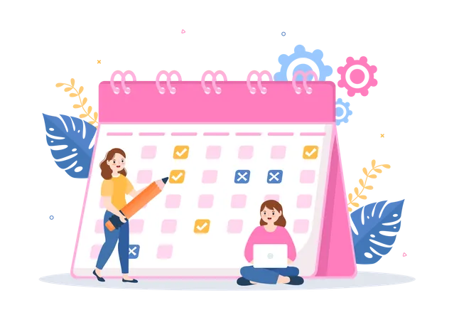 Event Planners setting schedule  Illustration